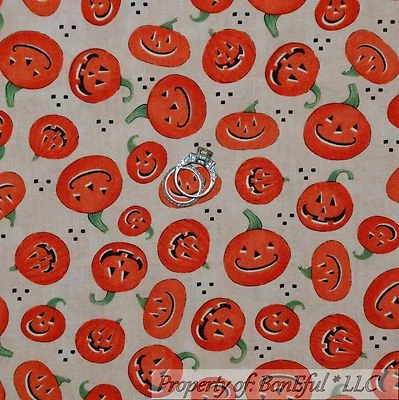 BonEful Fabric FQ Cotton Quilt Orange Pumpkin Halloween Thanksgiving Dot Holiday - Imagem 1 de 4
