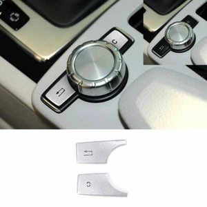 For Benz GLK 2009-2015 Silver Aluminum Console Multimedia Knob Switch Trim 2PCS - Picture 1 of 8