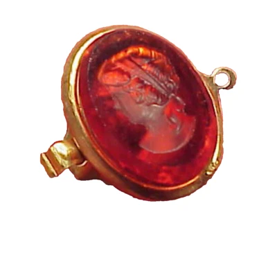 Conector de broche de collar vintage de 20 mm x 15 mm 1 cuerda intaglio camafeo vidrio chapado en oro  Foto 1 de 4