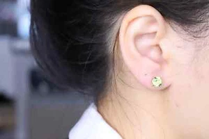 10K Yellow Gold 2.20 Carats Natural Peridot Gemstones Studs Earrings Women Gift - Picture 1 of 5