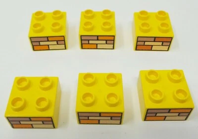 Lot of 6 Duplo Bob the Builder Yellow 2x2 with Brick Pattern 3275 3282 3276 - Image 1 of 3