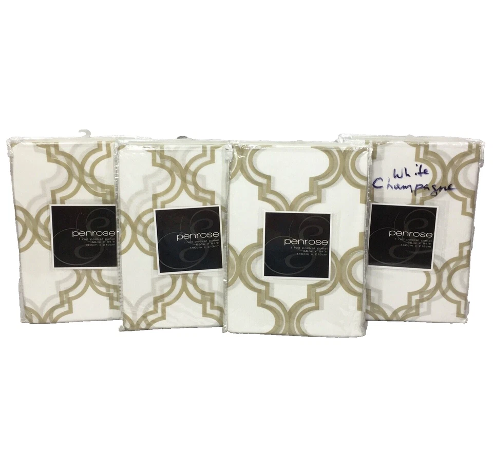 Penrose Burnout Blanco Champagne Juego de 4 Cañas Panel de Bolsillo 55" x 84" Softline Lote Foto 1 de 4