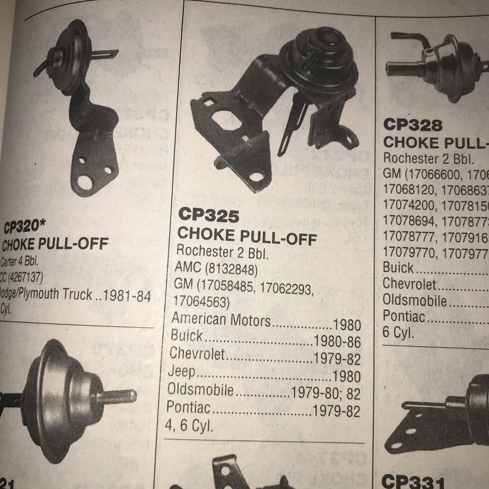 Choke Pull-Off Kemparts CP325 se adapta a 1979-86 GM AMC 4 6 cilindros 2 Bbl estándar CPA235 Foto 1 de 1