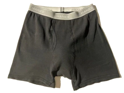 Calzoncillo boxer HANES para hombre cómodo flexible negro algodón frente mosca ropa interior talla M #101 Foto 1 de 4