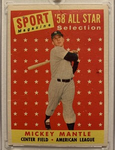 1958 topp ALL-STAR SELECTION mickey mantle