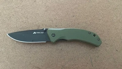 OZARK TRAIL Knife GREEN Handle Black Stainless Steel Blade Folding Pocket Knife - Image 1 of 4