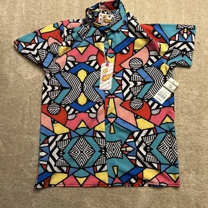 Herren Drill Clothing Co Hemd Erwachsene Medium Oh Druckknopf schwarz geometrisch 90er Knopfleiste - Bild 1 von 6