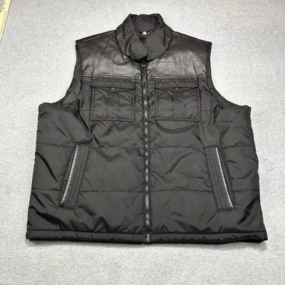 Sean John Puffer Vest Mens 2XL XXL Soft Shell Faux Leather Designer Luxury  - Image 1 of 4