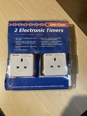 Uni-Com Twin Pack Electronic Plug Timers Daily/Weekly Random & Countdown Timer - Image 1 of 4