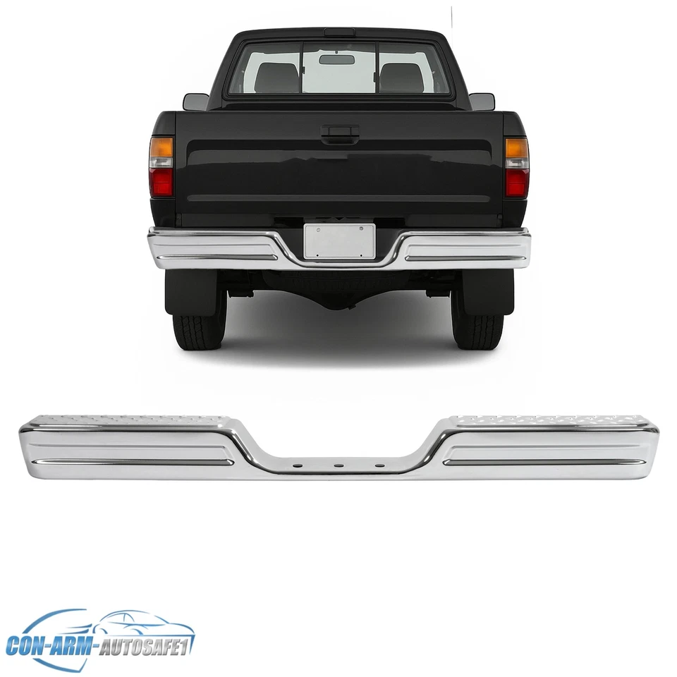 Rear Step Bumper For Toyota Pickup 1984-1988 Chrome Face Bar 1-Piece Step Type Foto 1 de 4