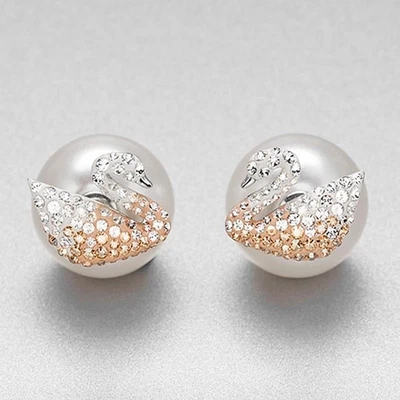 Pendientes románticos de perlas de cisne de color degradado Swarovski para mujer Foto 1 de 4