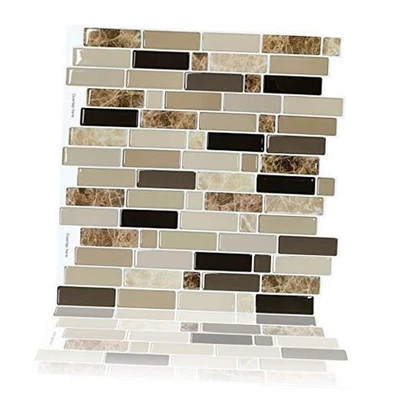 Azulejo de salpicadero mejorado, 10 hojas pelar y pegar, 11,8" x 10,8" mármol marrón Foto 1 de 4