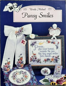 Ursula Michael Pansy Smiles Counted Cross Stitch Chart 1994 New - Picture 1 of 2