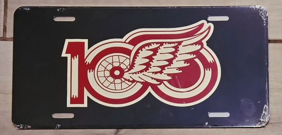 Detroit Red Wings 100 aniversario logotipo vintage matrícula Foto 1 de 1