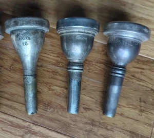 Lot of 3 Trombone Mouthpieces, Olds 10, Holton 7c, V. Bach Corp. 6 1/2 AL - Picture 1 of 5