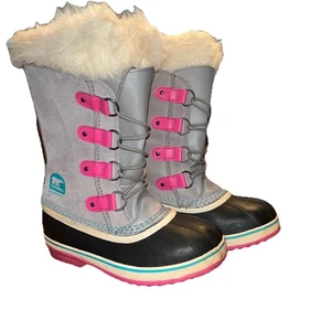 Stivali Sorel Joan Of Arctic Youth taglia 5 grigio rosa pelle impermeabili invernali neve - Foto 1 di 6
