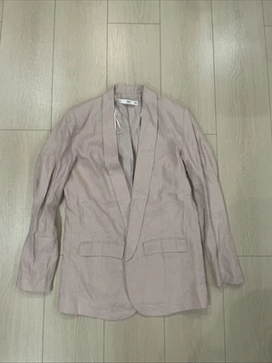 Blazer MNG Rosa 100% Lino Mujer Talla S Chaqueta Frente Abierto Foto 1 de 3