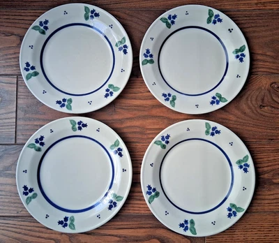 PLATOS DE CENA Vintage HARTSTONE BLUEBERRY Gres 10" Banda Azul Cantidad 4 Foto 1 de 4