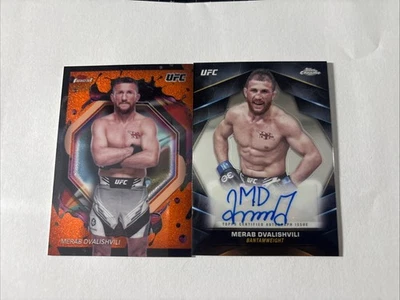 2024 Topps Finest UFC Merab Dvalishvili Tangerine Glitter /50 Chrome Auto Combo - Image 1 of 4