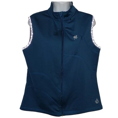 Isis Running vest Women L Zip reflective Dark Teal Zip pocket Athletic - Image 1 of 4
