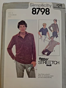 Simplicity 8798 Shirt Pullover Sport Sewing Pattern Mens 40 42 44 UC VTG Knit - Picture 1 of 9