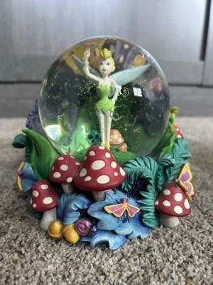 WALT DISNEY SNOWGLOBE Snowdome bola de agua Tinker Bell caja de música Peter pan Fly Foto 1 de 4