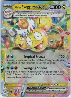 Pokemon Alolan Exeggutor ex - 133/191 SV08: Surging Sparks Double Rare NM - Image 1 of 2