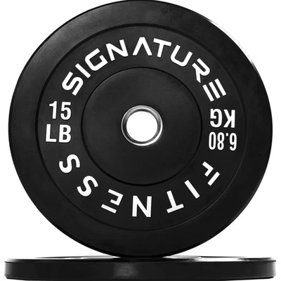 Juego de placas de parachoques de goma de 15 lb para entrenamiento de fuerza y levantamiento de pesas Foto 1 de 4