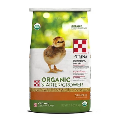 Purina Organic Starter-Grower Crumbles Chick Feed, 35 lb. Bag - Image 1 of 2