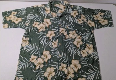 Рубашка Cherokee Waikiki Wear мужская L зеленая гавайская на пуговицах короткий рукав - Изображение 1 из 4