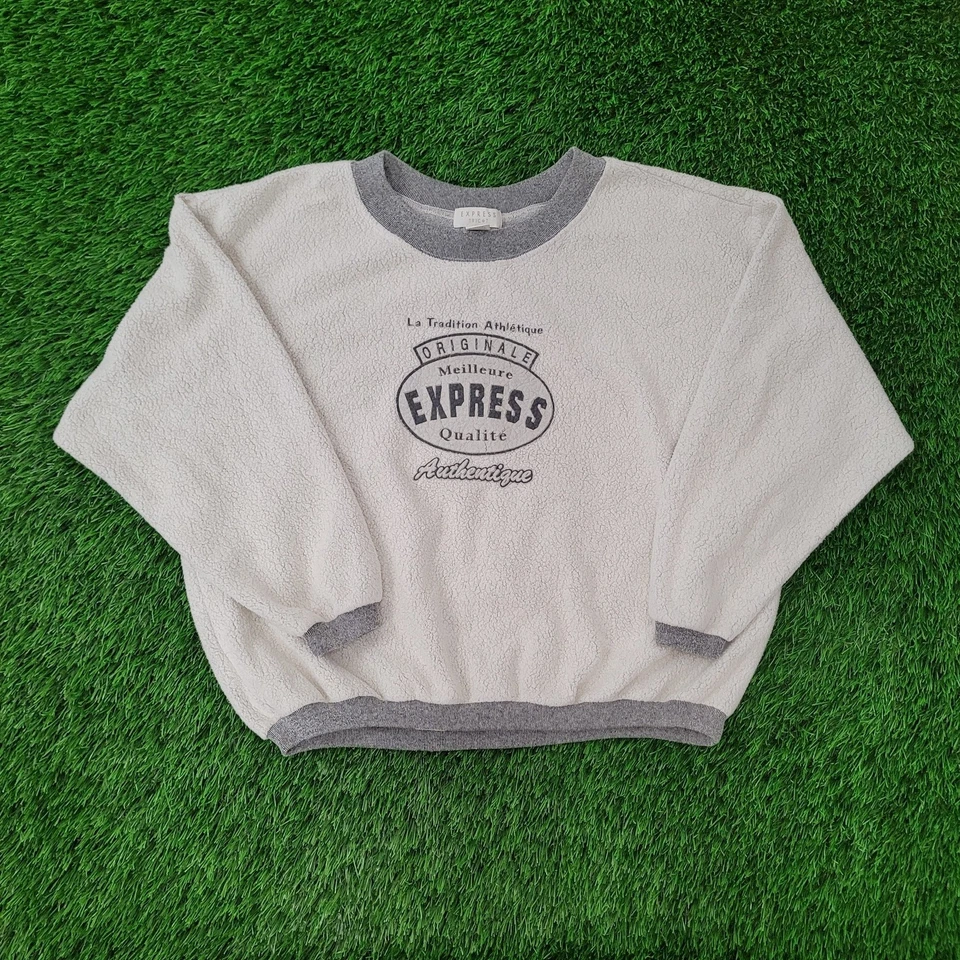 Sudadera polar Express Sherpa vintage años 90 para mujer pequeña 25x21 holgada Foto 1 de 4