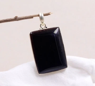 Grande ciondolo in argento onice nero 5 cm argento sterling 925 gioielli rega... - Immagine 1 di 4