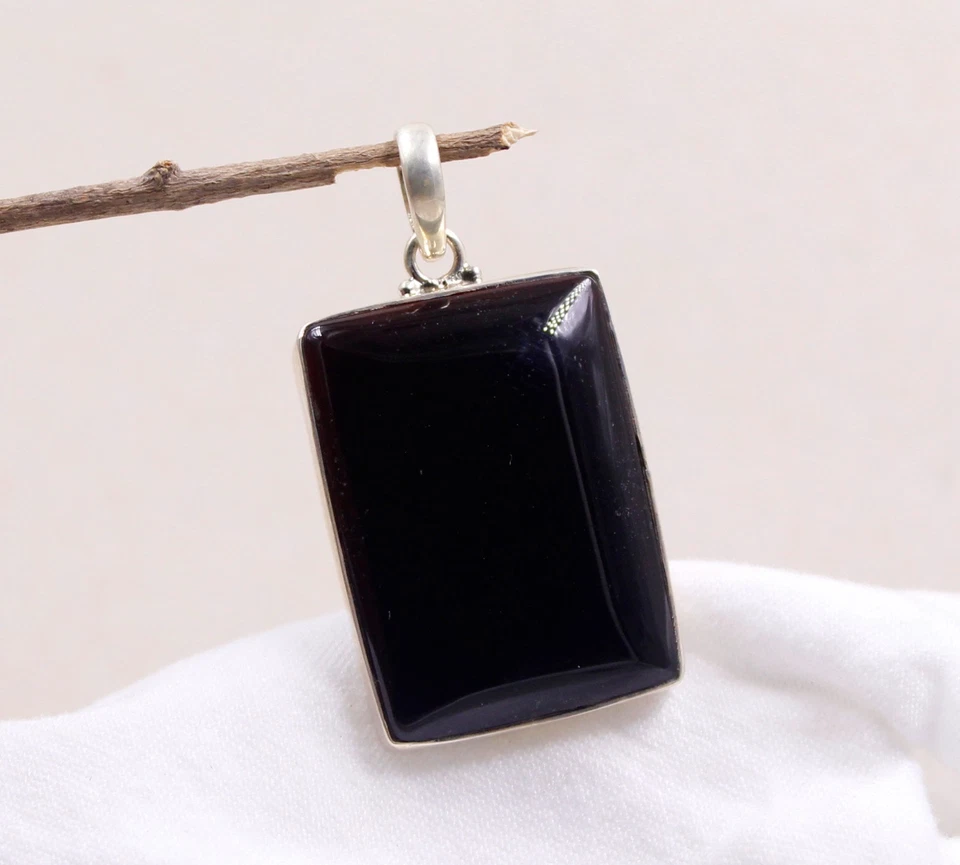 Grande ciondolo in argento onice nero 5 cm argento sterling 925 gioielli rega... - Immagine 1 di 4