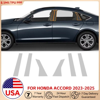 For Honda Accord 2023-2025 B Pillars PreCut Paint Protection Film Clear PPF TPU - Image 1 of 4