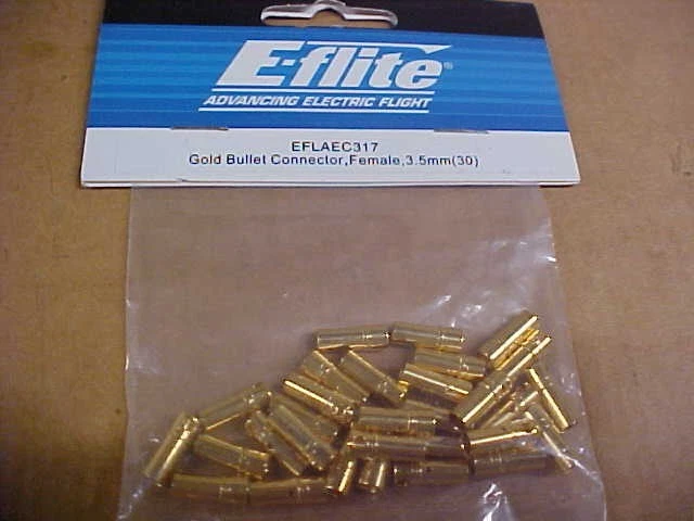 E-FLITE EFLAEC317 = GOLD BULLET CONNECTOR, FEMALE, 3.5MM (30) (NEW) - Image 1 of 1