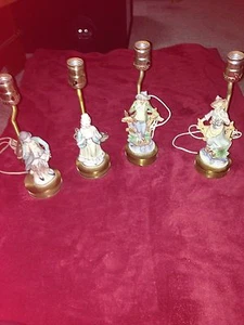 Vintage (2) Paar (insgesamt 4) Porzellan Kolonial Paar Figur Tischlampen - Bild 1 von 10