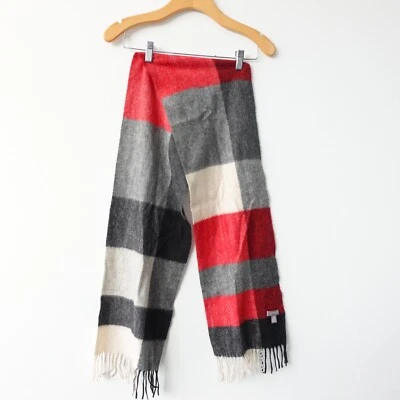 Charter Club Scarf Black Cashmere Striped Flannel Wrap Red Shawl Fringes Cozy - Imagem 1 de 4