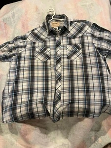 Wrangler Western Fashion Men's 3XL Blue Pearl Snap Short Sleeve - Picture 1 of 4