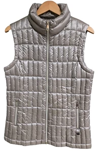 Chaleco Calvin Klein Mujer L Plateado Rendimiento Pluma Plumón Acolchado Deportivo - Imagen 1 de 10
