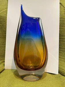 Novica Collection Artglass Teardrop Shape 12" Tall Vase Brazil Handblown Wow! - Picture 1 of 6