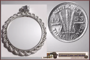 A Heavy Rope Border Sterling Silver Bezel Suitable for Aust. Threepence Coin
