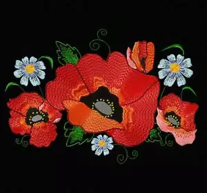 Flowers Machine Embroidery designs. Poppies pattern. - Picture 1 of 7