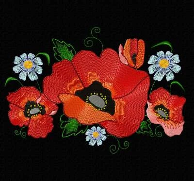 Flowers Machine Embroidery designs. Poppies pattern.  - Image 1 of 4