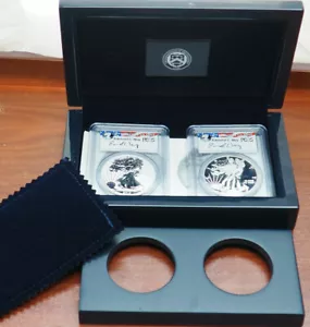 PCGS Cert 2013-W American Eagle Two Coin Silver Set US Mint Display Box & COA AU - Picture 1 of 6