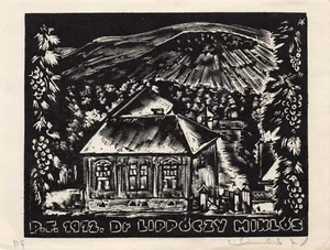 Vtg Art Ex-Libris Bookplate Dr. Doctor House Mountain Grapes Y1351 - Imagen 1 de 2