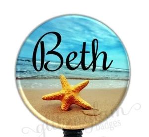 Carrete de Insignia de Playa Tropical, Porta Insignia Retráctil Estrella de Mar, Personalizado G4300 - Imagen 1 de 8
