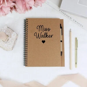 Personalised Spiral Lined Notebook & Pen Teacher Appreciation Gift Lined A5 Book - Picture 1 of 10