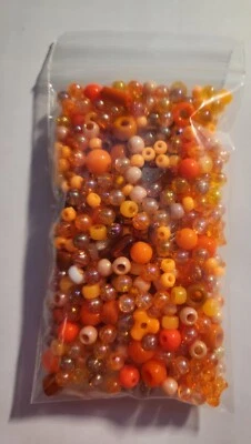 Bolsa de plástico, vidrio, semillas de 2,9 oz con cuentas naranjas ideal para hacer joyas Foto 1 de 3