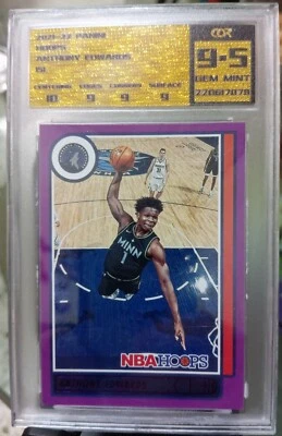 ANTHONY EDWARDS 2021-22 Panini Hoops Purple NBA card (COR-9.5 Gem Mint) - Image 1 of 3
