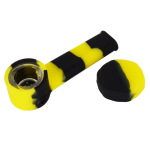 Silicone Pipe Cap Lid ~ Black & Yellow Glass Bowl ~ 3.5 inch smoking tobacco - Picture 1 of 1